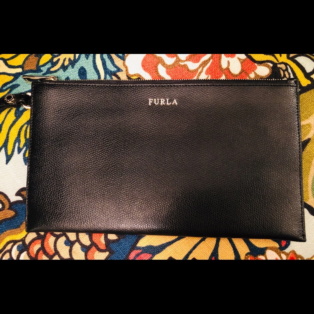 Furla Black Leather Clutch-great condition
